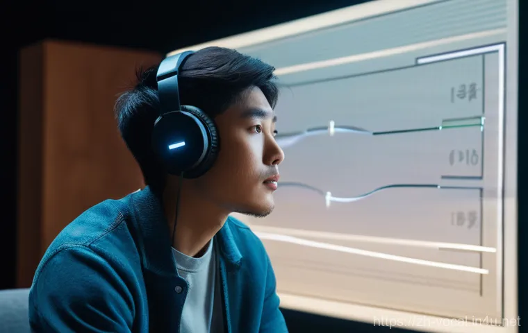 보컬트레이너 보컬 훈련 결과 평가 - **Prompt:** A young adult, 18-25 years old, of East Asian descent, sits in a cozy, modern home studi...