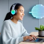 보컬트레이너 과제 제출 방법 - **AI Vocal Coach Session**
    A focused young woman in her early 20s, dressed in a comfortable yet ...