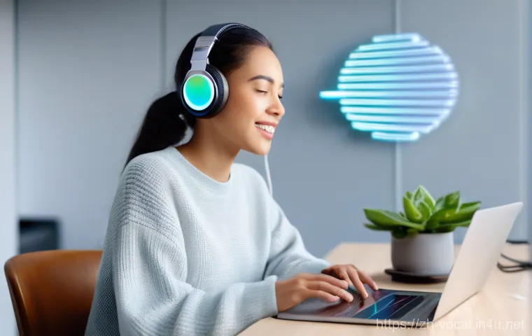 보컬트레이너 과제 제출 방법 - **AI Vocal Coach Session**
    A focused young woman in her early 20s, dressed in a comfortable yet ...