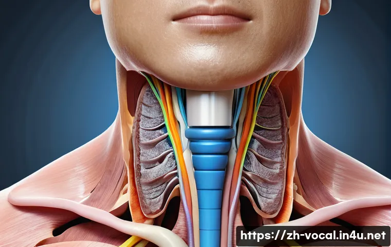 보컬트레이너 이론과 실기 통합 - A detailed anatomical illustration of the human vocal apparatus focusing on the structure of vocal c...