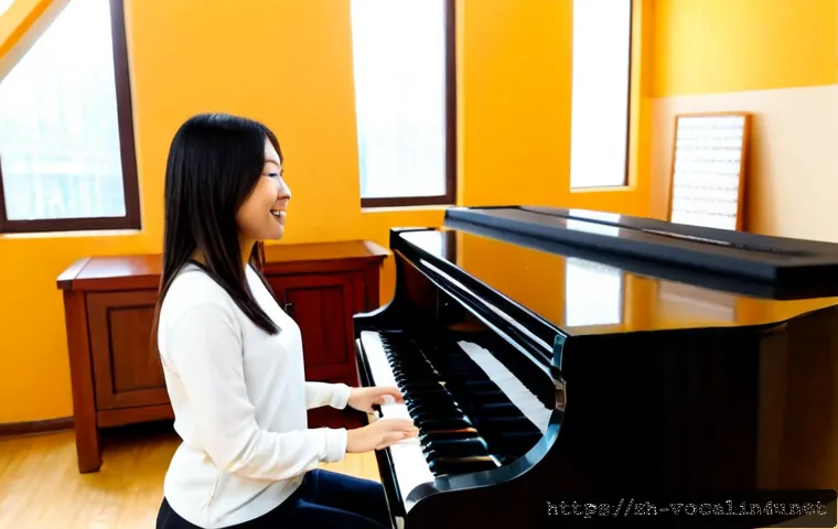 보컬트레이너 커리큘럼 - Photorealistic vocal coach curriculum concept, a friendly adult singing instructor guiding a young a...
